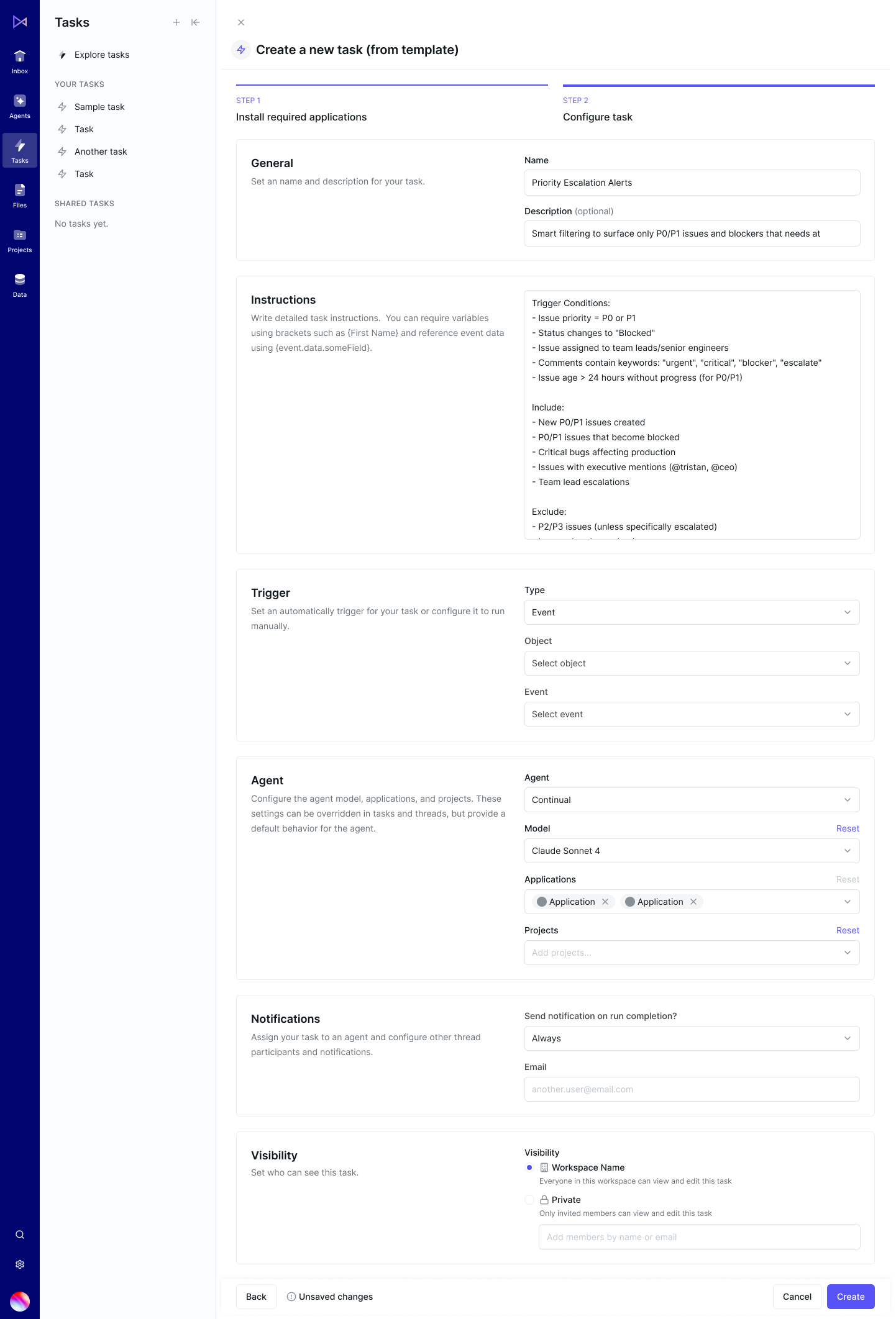 Tasks and projects
