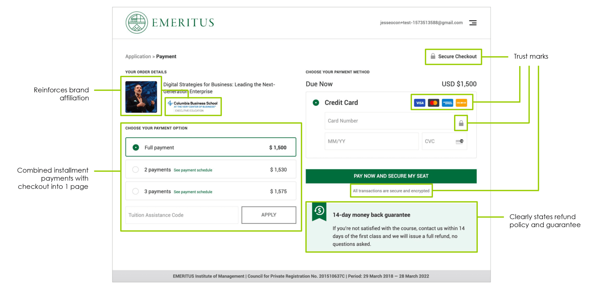 Checkout after redesign