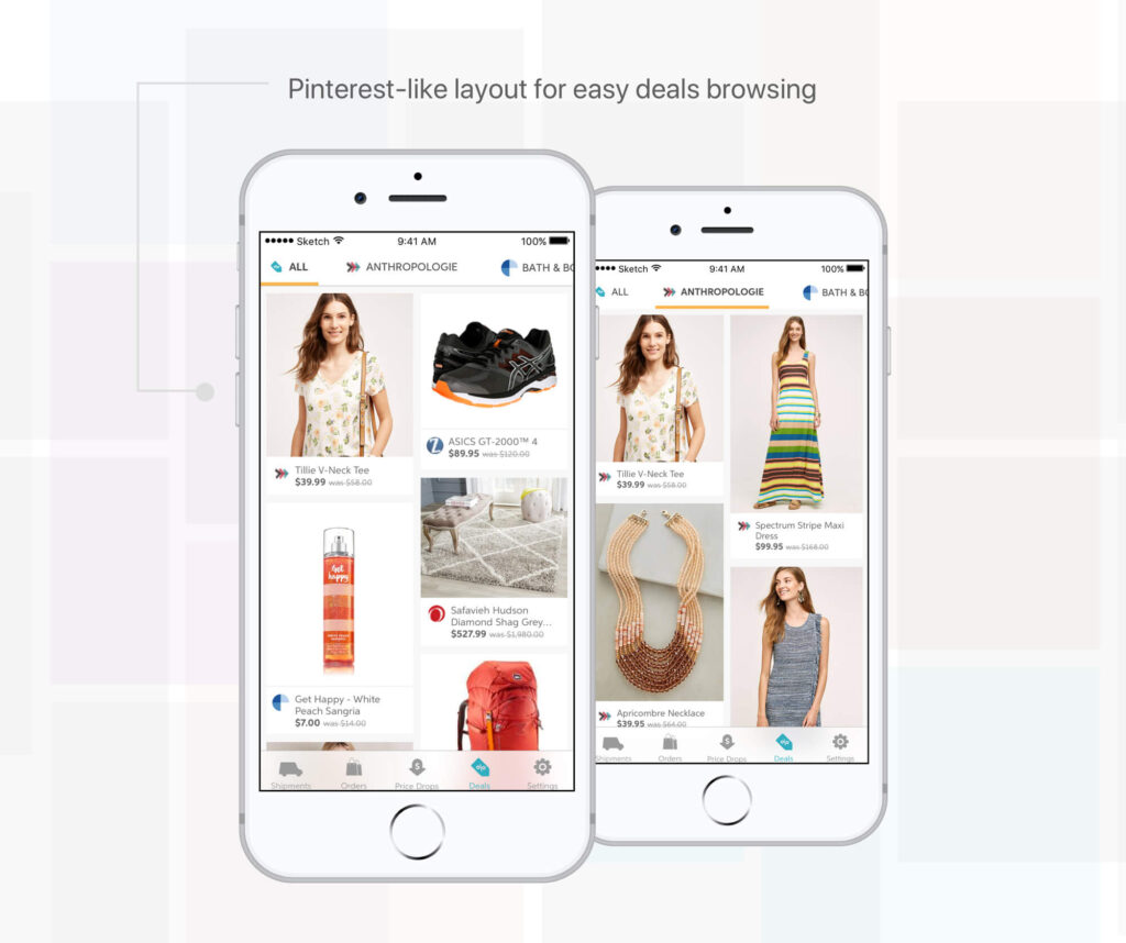 Slice app -- Pinterest-like shopping view