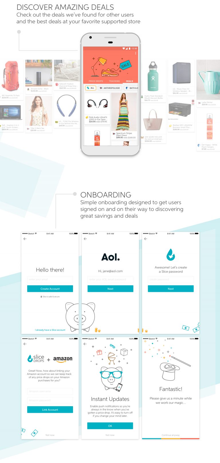 Slice Drops app screens
