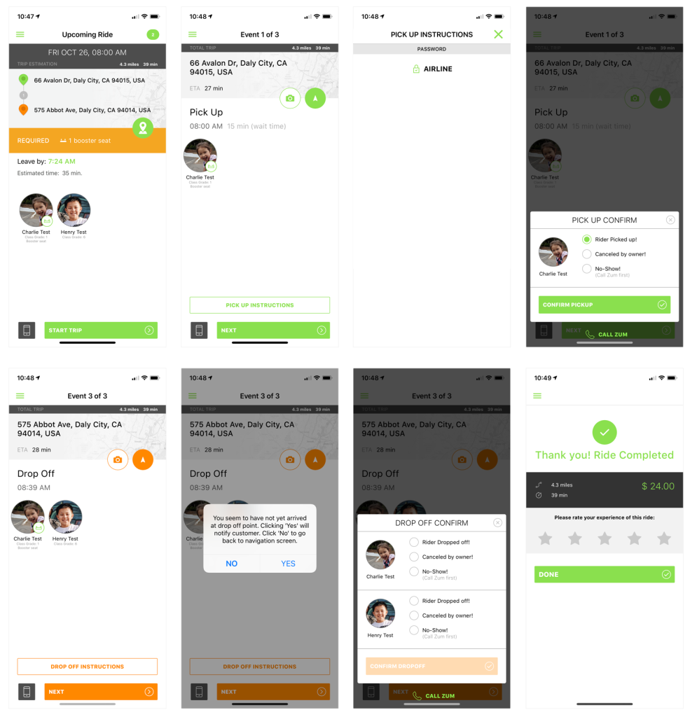 Zum Driver App before app screens